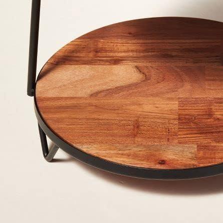 2-Tier Wood & Metal Serving Stand