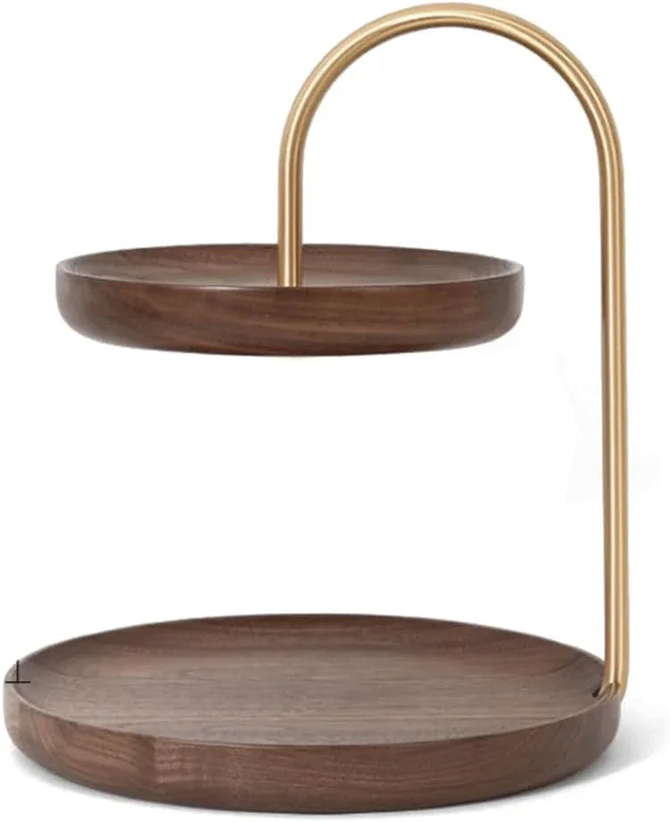Wooden Round Double Layer Dessert Serving Tray – Elegant Tiered Display Stand